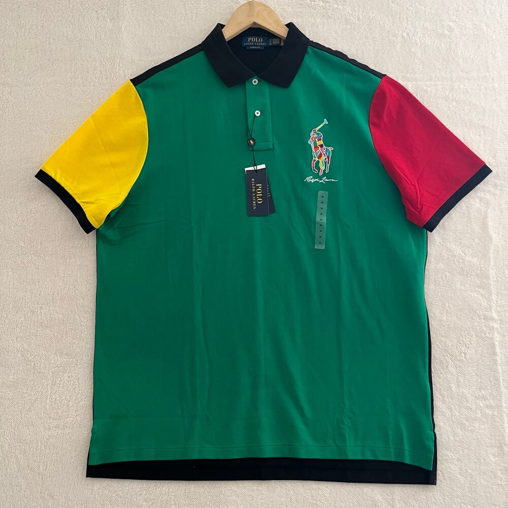 Polo Ralph Lauren Colorblock Polo Shirt XL Big Pony Preppy Statement Piece NEW